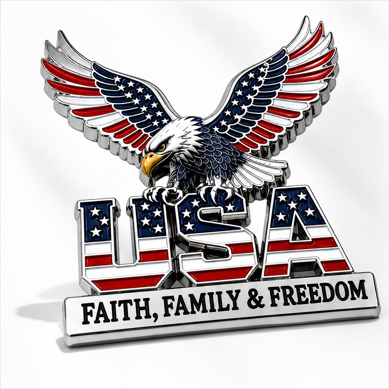★USA Faith, Family & Freedom★ Metal Car Emblem