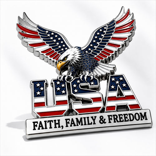 ★USA Faith, Family & Freedom★ Metal Car Emblem