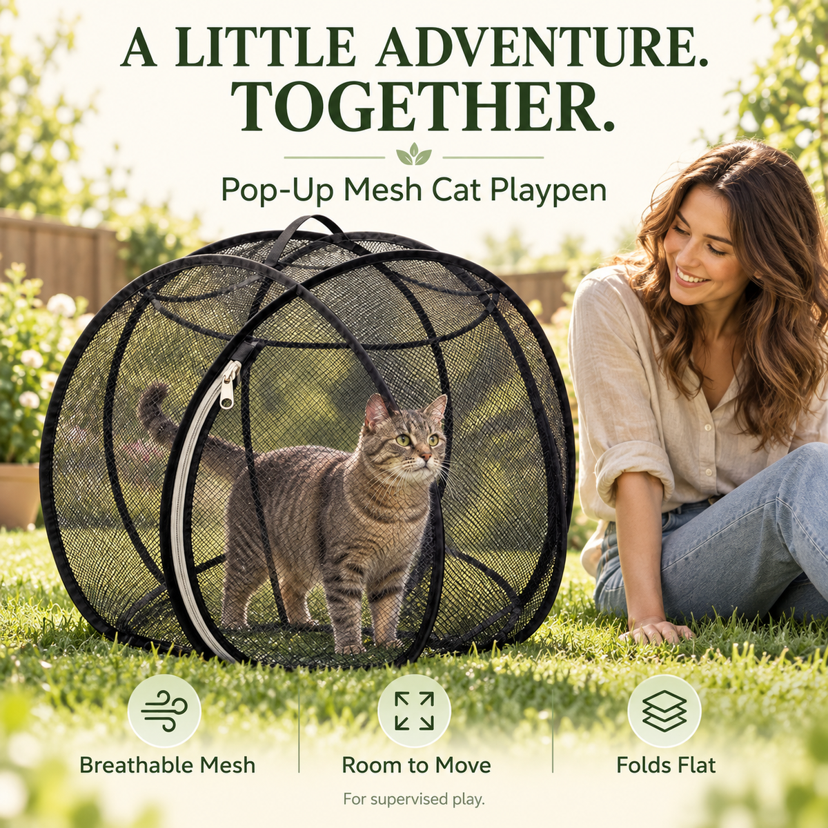 🔥 Today 50% Off!!!🐱360° Panoramic Pop-Up Rolling Cat Playpen Ball🐾