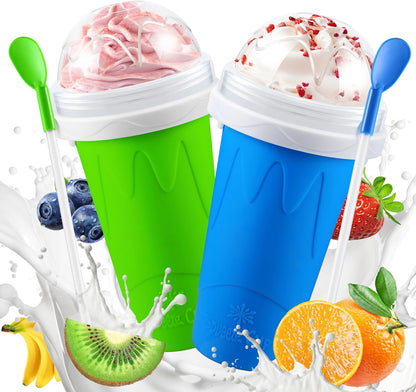 Slushie Maker Cup, 2 Pack DIY Magic Squeeze Slushy Cups