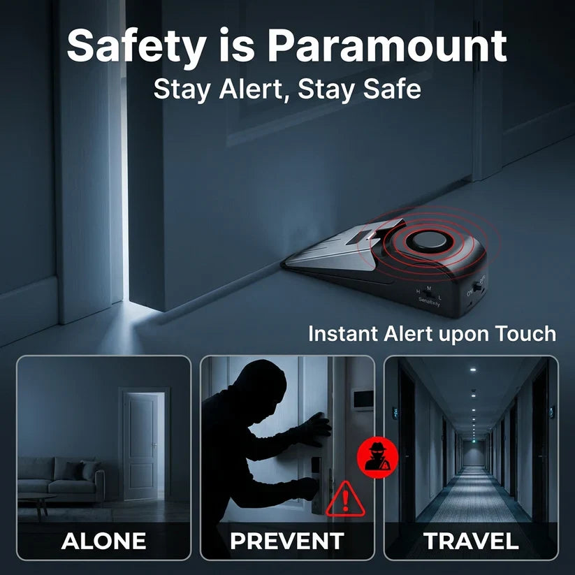 120dB Portable Door Stop Alarm for Home, Hotel & Travel