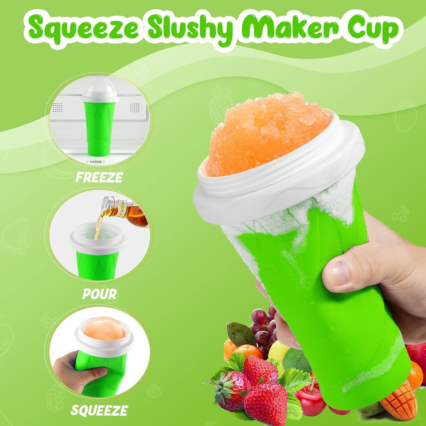 Slushie Maker Cup, 2 Pack DIY Magic Squeeze Slushy Cups