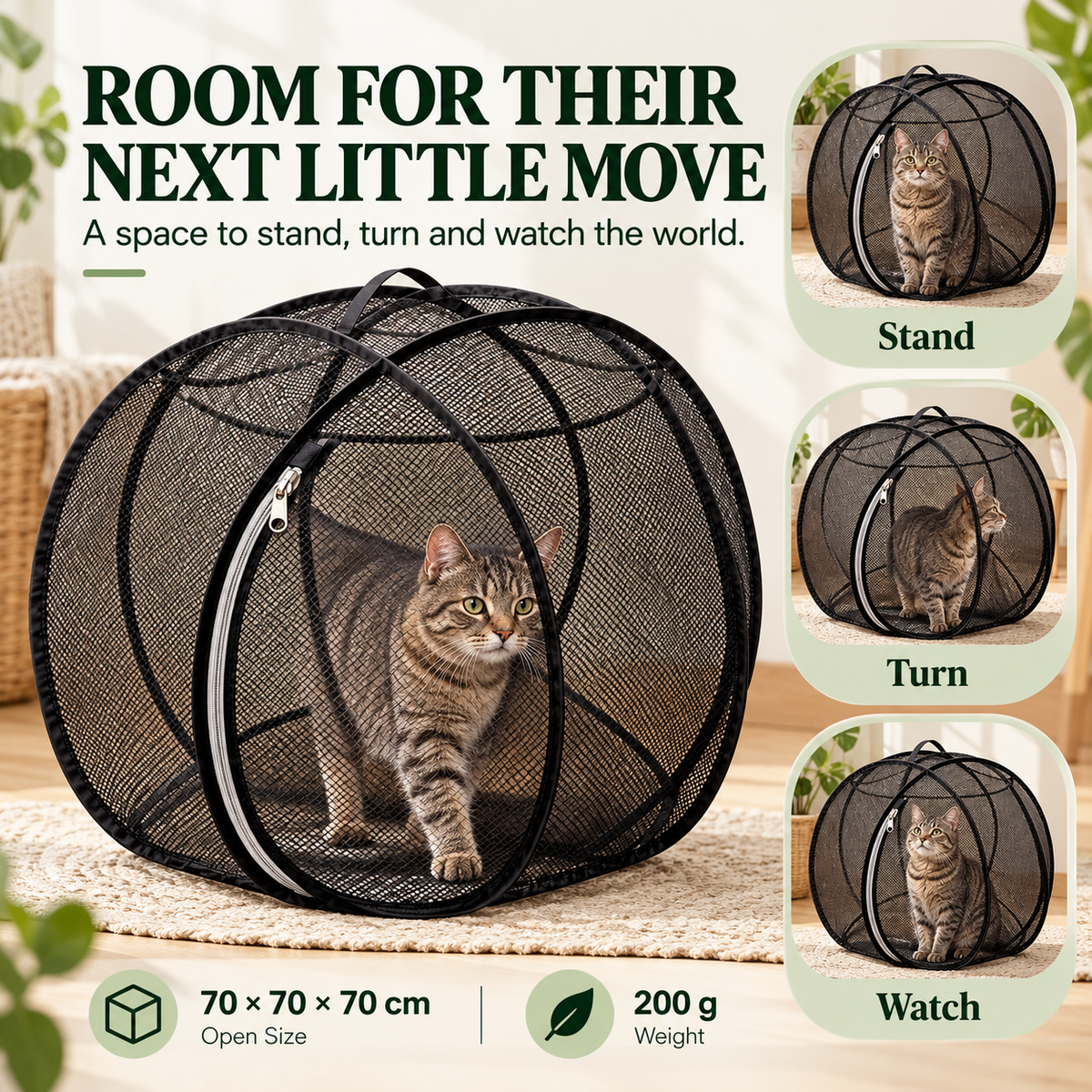 🔥 Today 50% Off!!!🐱360° Panoramic Pop-Up Rolling Cat Playpen Ball🐾