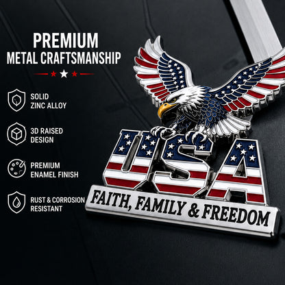 ★USA Faith, Family & Freedom★ Metal Car Emblem