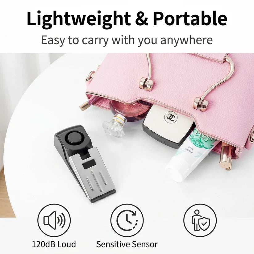 120dB Portable Door Stop Alarm for Home, Hotel & Travel