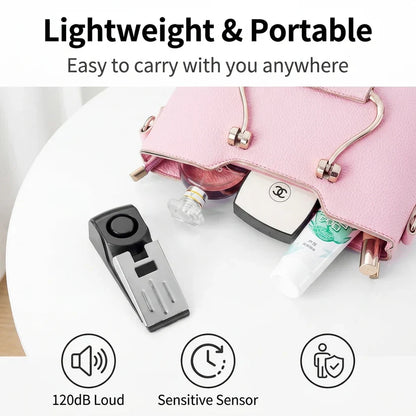 120dB Portable Door Stop Alarm for Home, Hotel & Travel