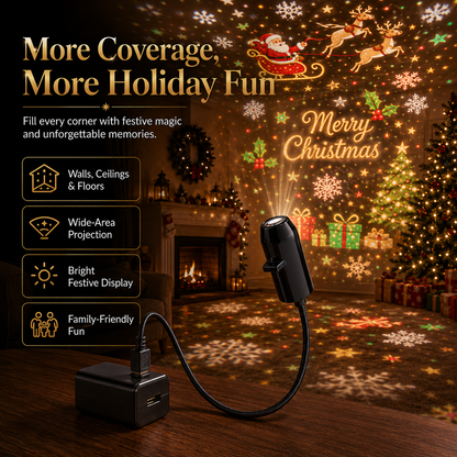 Plug-&-Play HD Christmas Projector – 6 or 10 Festive Scenes