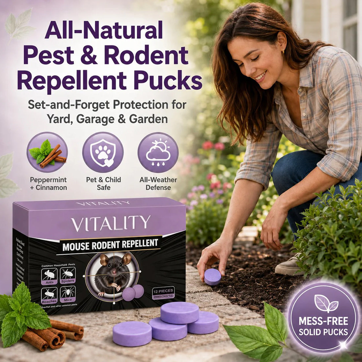 🔥50% Off Limited Time ⏳🔥All-Natural Peppermint & Cinnamon Pest & Rodent Repellent Pucks