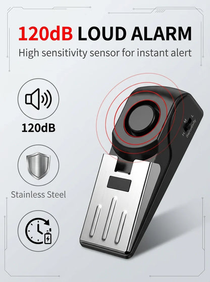 120dB Portable Door Stop Alarm for Home, Hotel & Travel