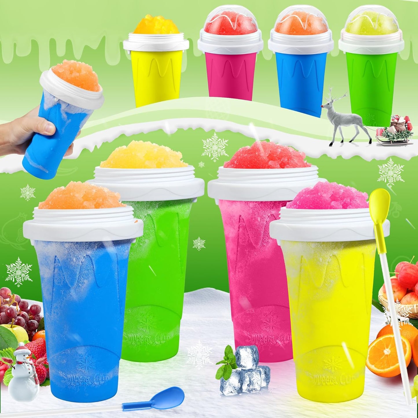Slushie Maker Cup, 2 Pack DIY Magic Squeeze Slushy Cups