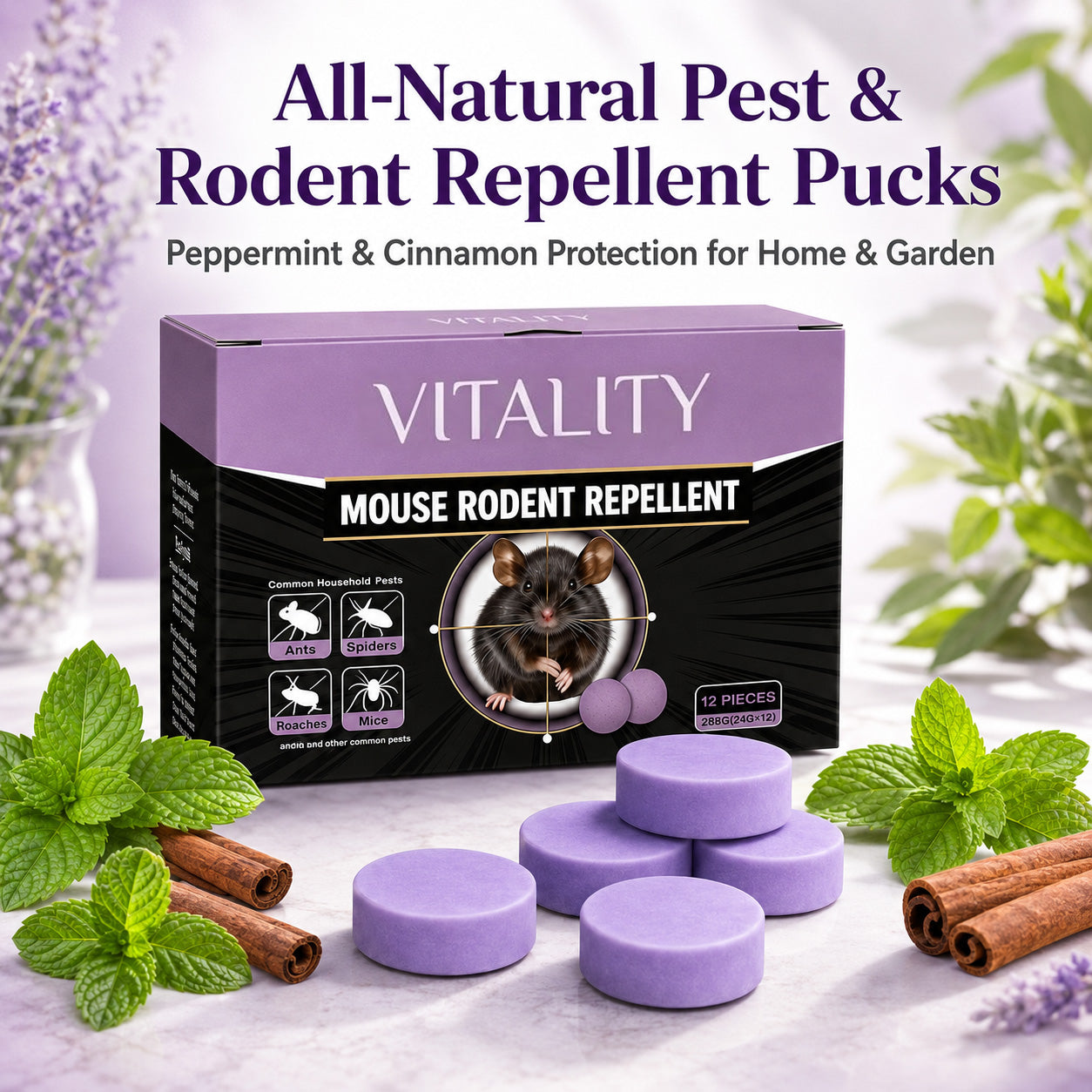 🔥50% Off Limited Time ⏳🔥All-Natural Peppermint & Cinnamon Pest & Rodent Repellent Pucks