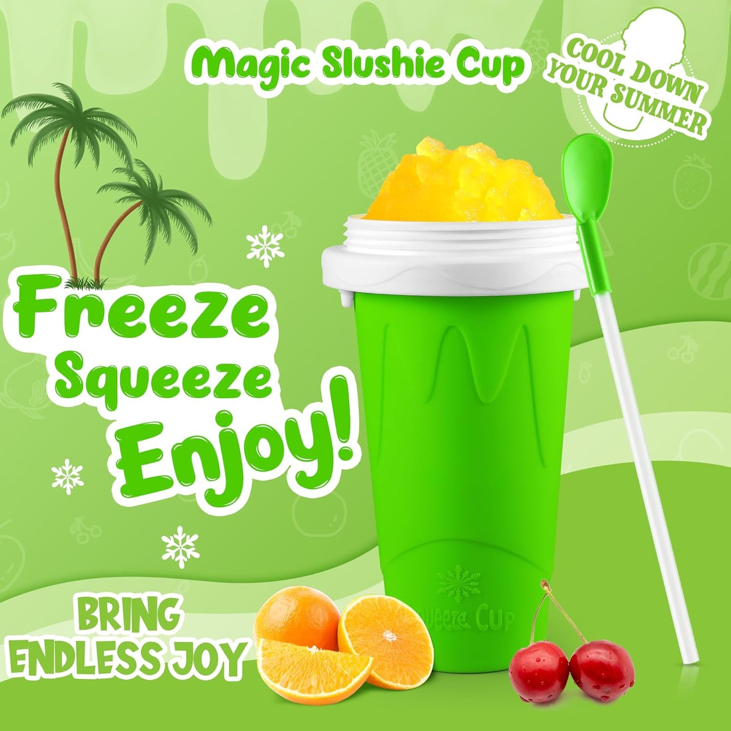 Slushie Maker Cup, 2 Pack DIY Magic Squeeze Slushy Cups