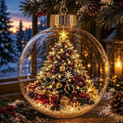 🎁A Tiny Glowing Christmas World – Light-Up Diorama Ornament