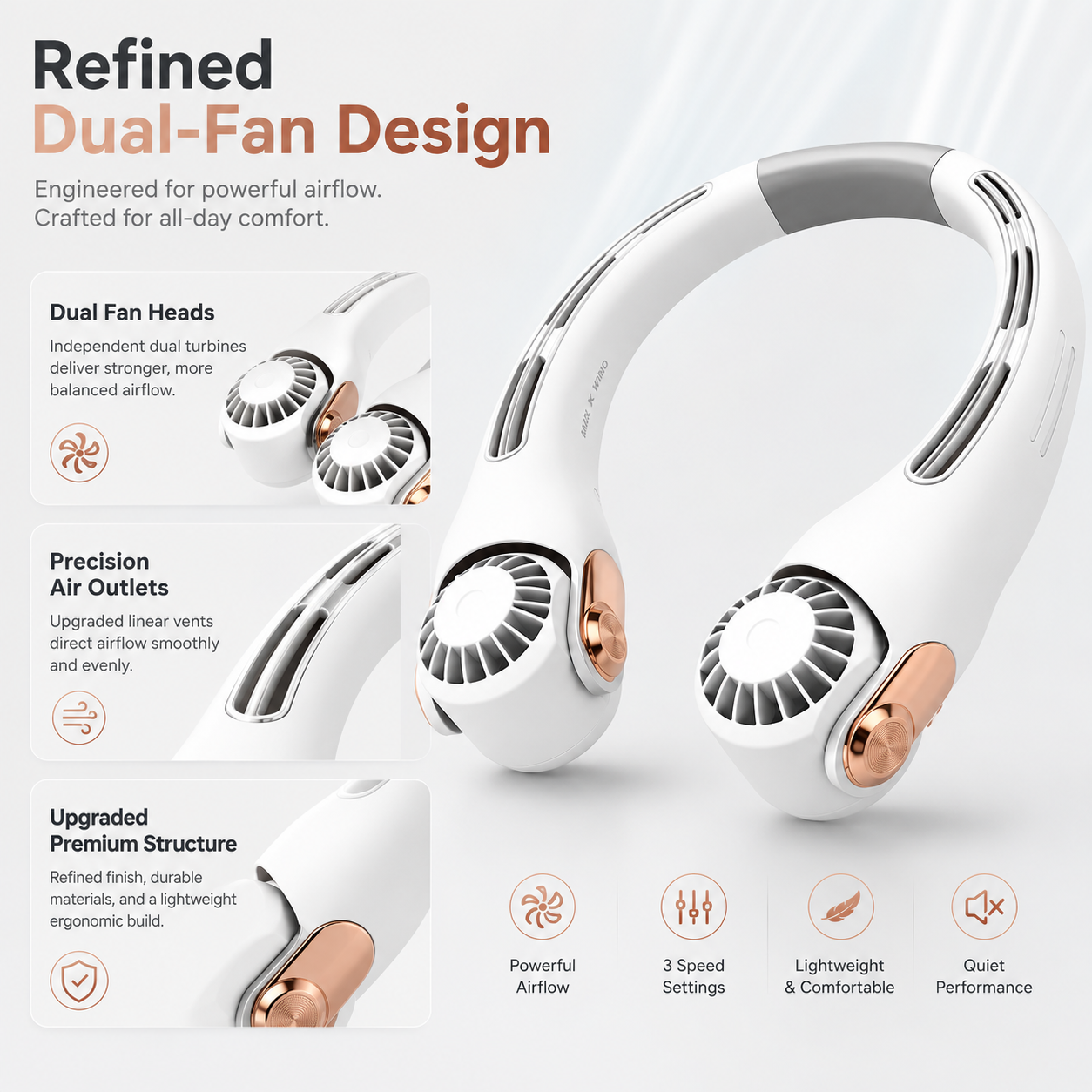 2026 Upgraded Neck Cooling Fan – Hands-Free, Ultra-Quiet & 360° Adjustable