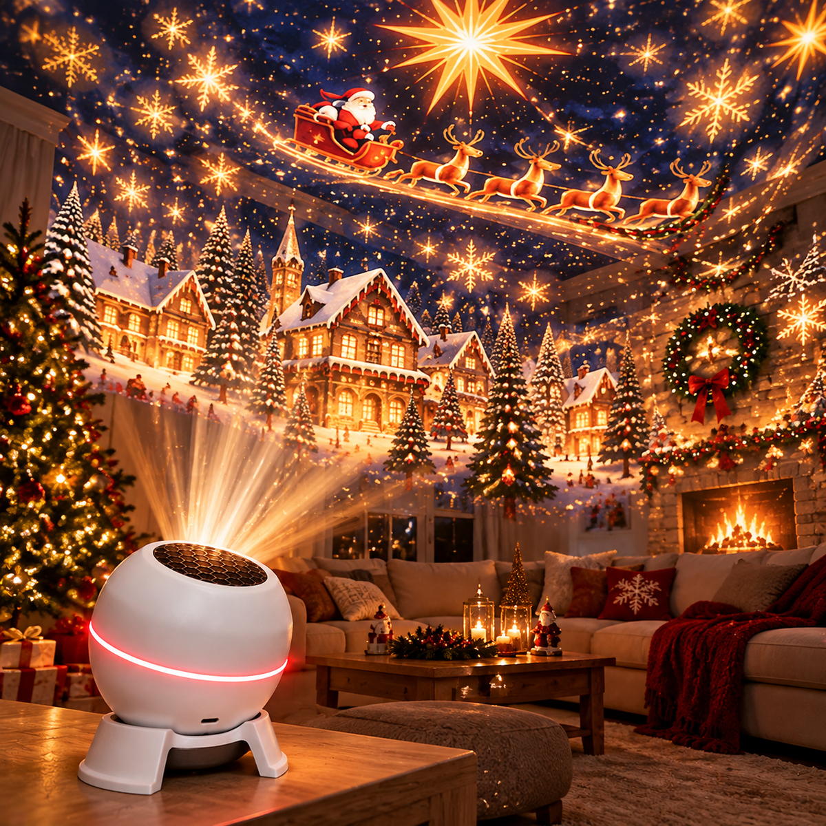 ✨ Christmas Projection Night Light – Turn Your Room Into a Holiday Wonderland