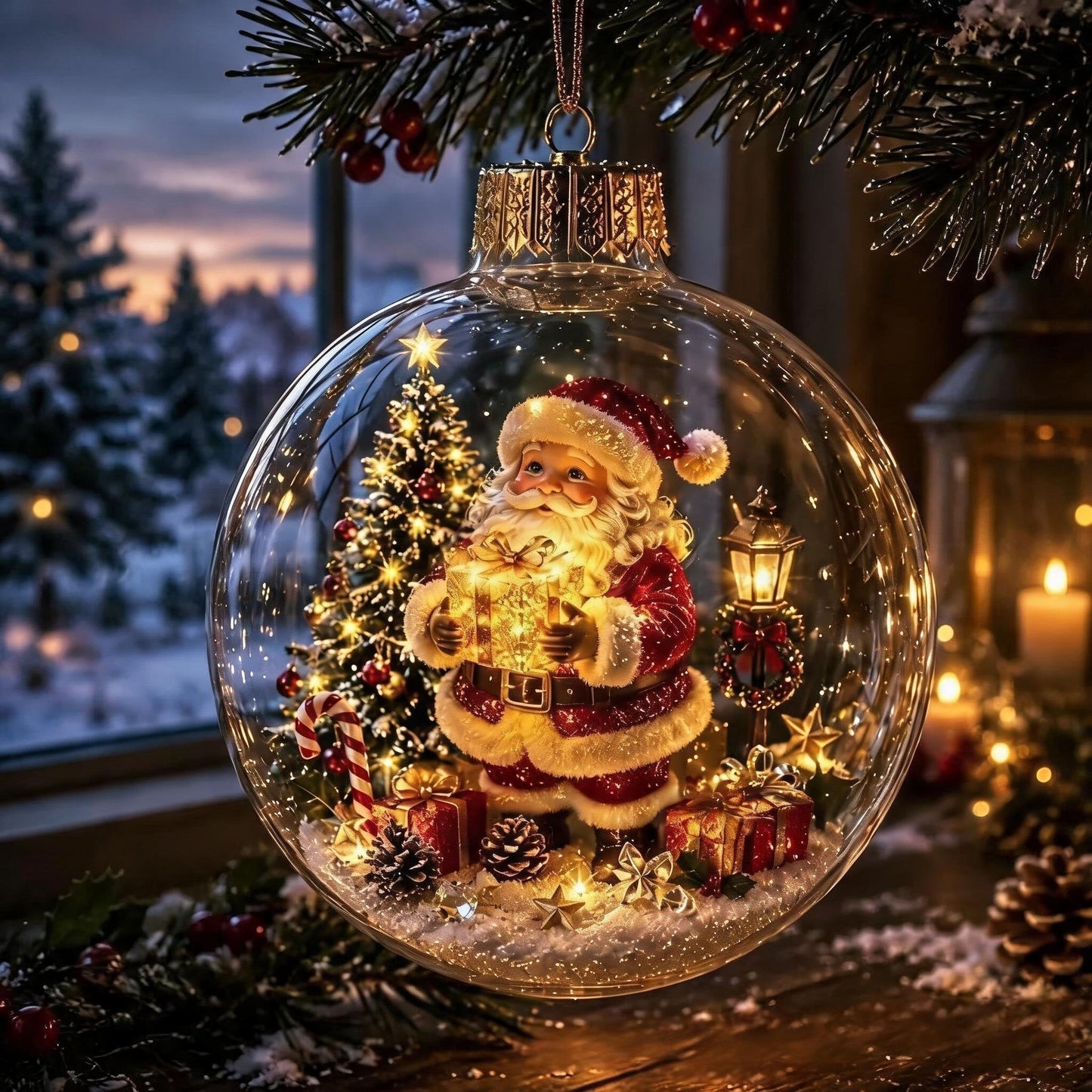 🎁A Tiny Glowing Christmas World – Light-Up Diorama Ornament
