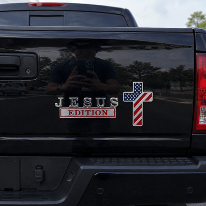 ✝Blessed Jesus Edition Cross Car Emblem Metal Badge