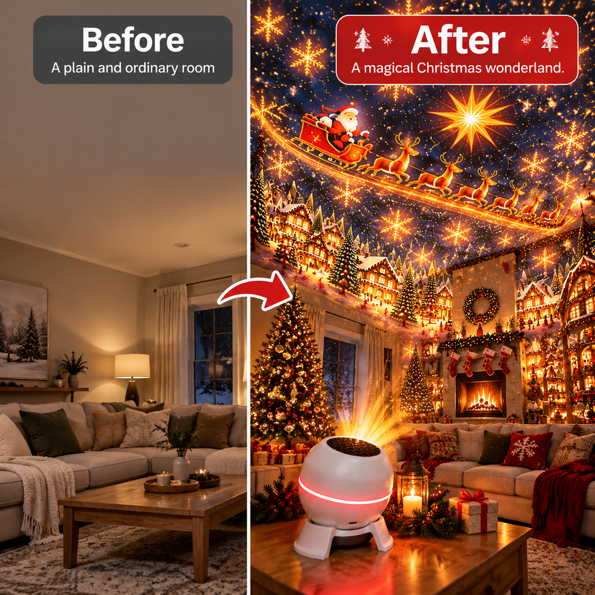 ✨ Christmas Projection Night Light – Turn Your Room Into a Holiday Wonderland