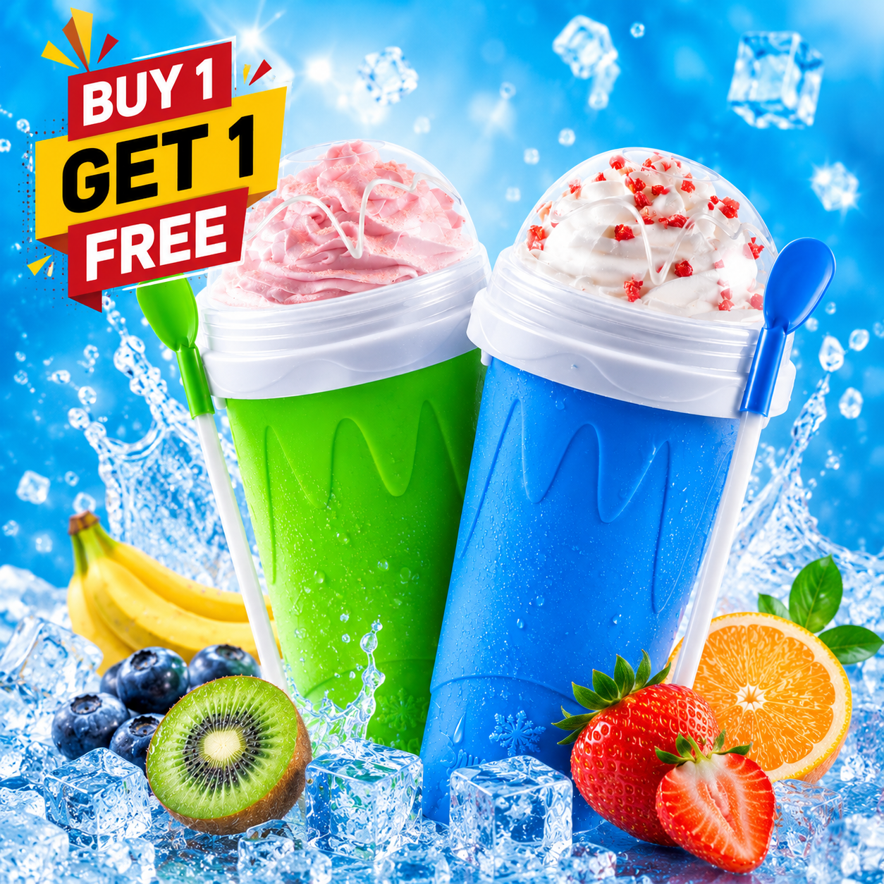 Slushie Maker Cup, 2 Pack DIY Magic Squeeze Slushy Cups