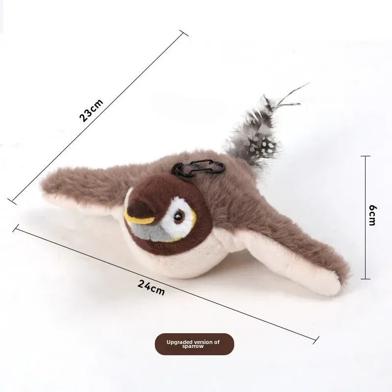 Flying Bird Fun for Cats,  Dog Cats Touch-Activated Squeaky Toy Bird