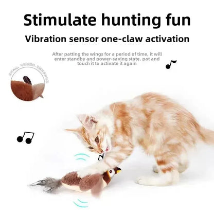 Flying Bird Fun for Cats,  Dog Cats Touch-Activated Squeaky Toy Bird