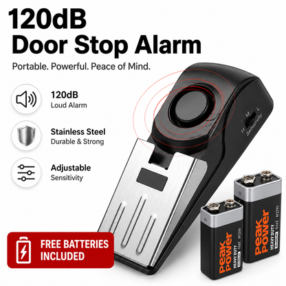 120dB Portable Door Stop Alarm for Home, Hotel & Travel