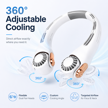 2026 Upgraded Neck Cooling Fan – Hands-Free, Ultra-Quiet & 360° Adjustable