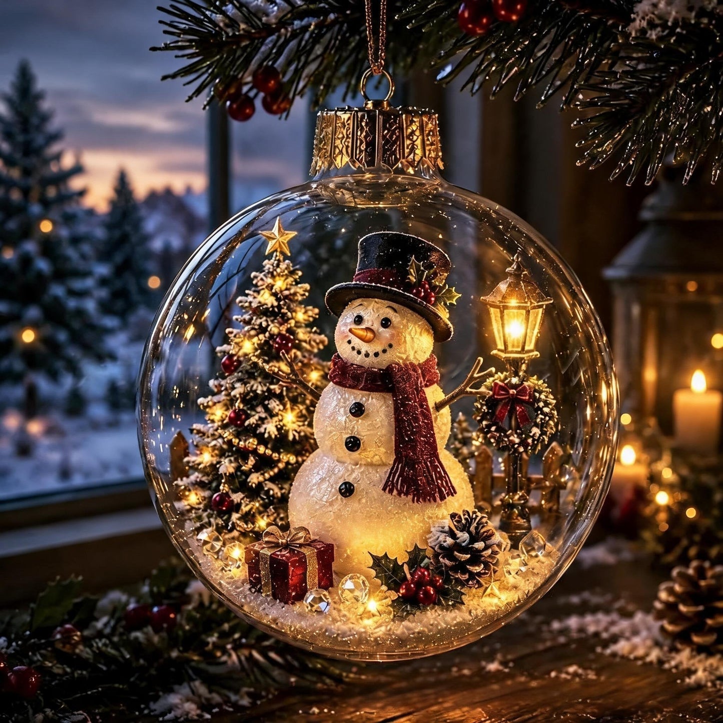 🎁A Tiny Glowing Christmas World – Light-Up Diorama Ornament