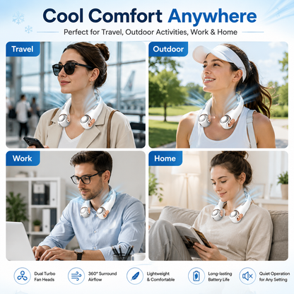 2026 Upgraded Neck Cooling Fan – Hands-Free, Ultra-Quiet & 360° Adjustable