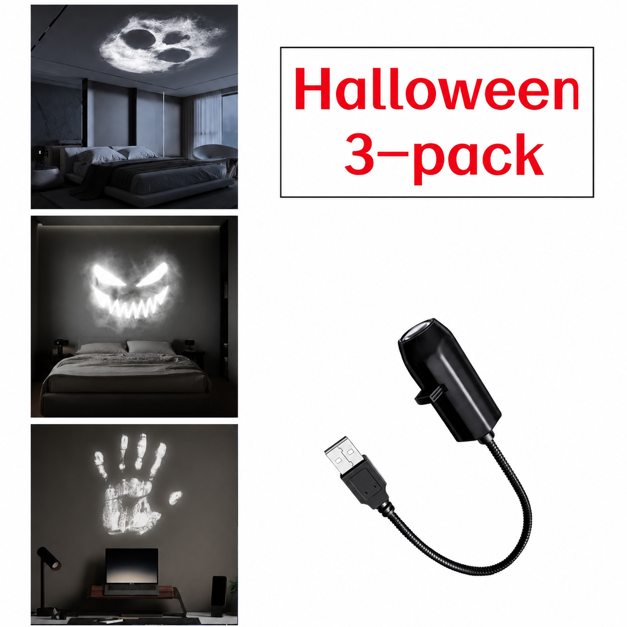 Plug-&-Play HD Christmas Projector – 6 or 10 Festive Scenes