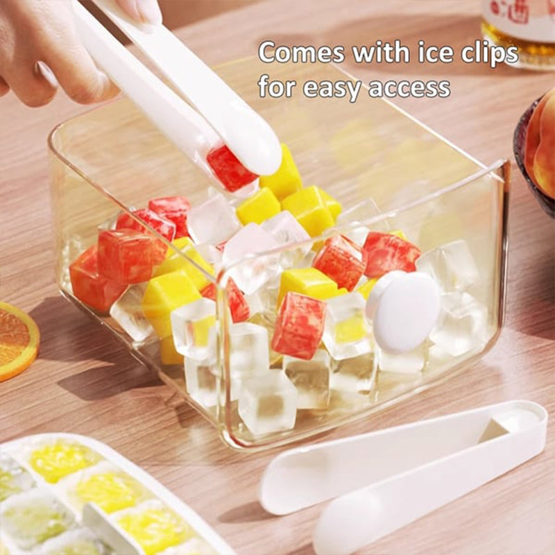 🧊2 Tier Convenient Push-In Ice Cube Mold with Tray Case⚡Free ice scraper included