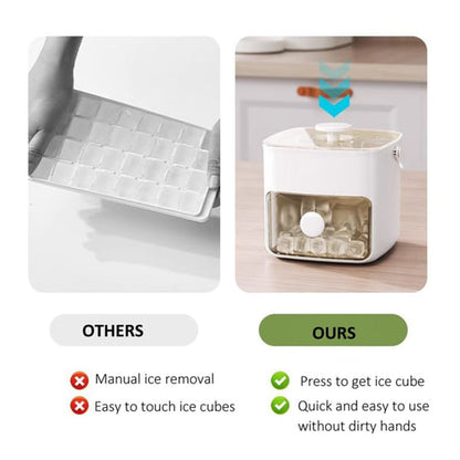 🧊2 Tier Convenient Push-In Ice Cube Mold with Tray Case⚡Free ice scraper included