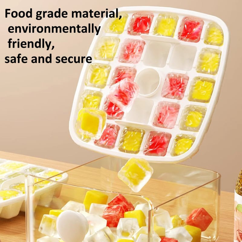 🧊2 Tier Convenient Push-In Ice Cube Mold with Tray Case⚡Free ice scraper included