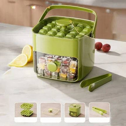 🧊2 Tier Convenient Push-In Ice Cube Mold with Tray Case⚡Free ice scraper included
