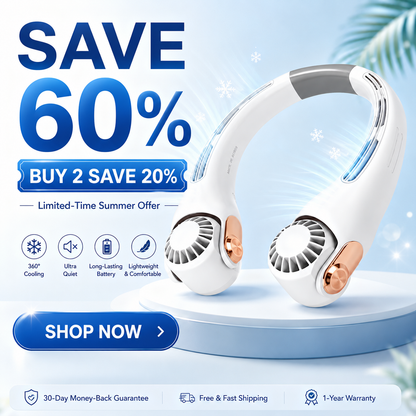 2026 Upgraded Neck Cooling Fan – Hands-Free, Ultra-Quiet & 360° Adjustable